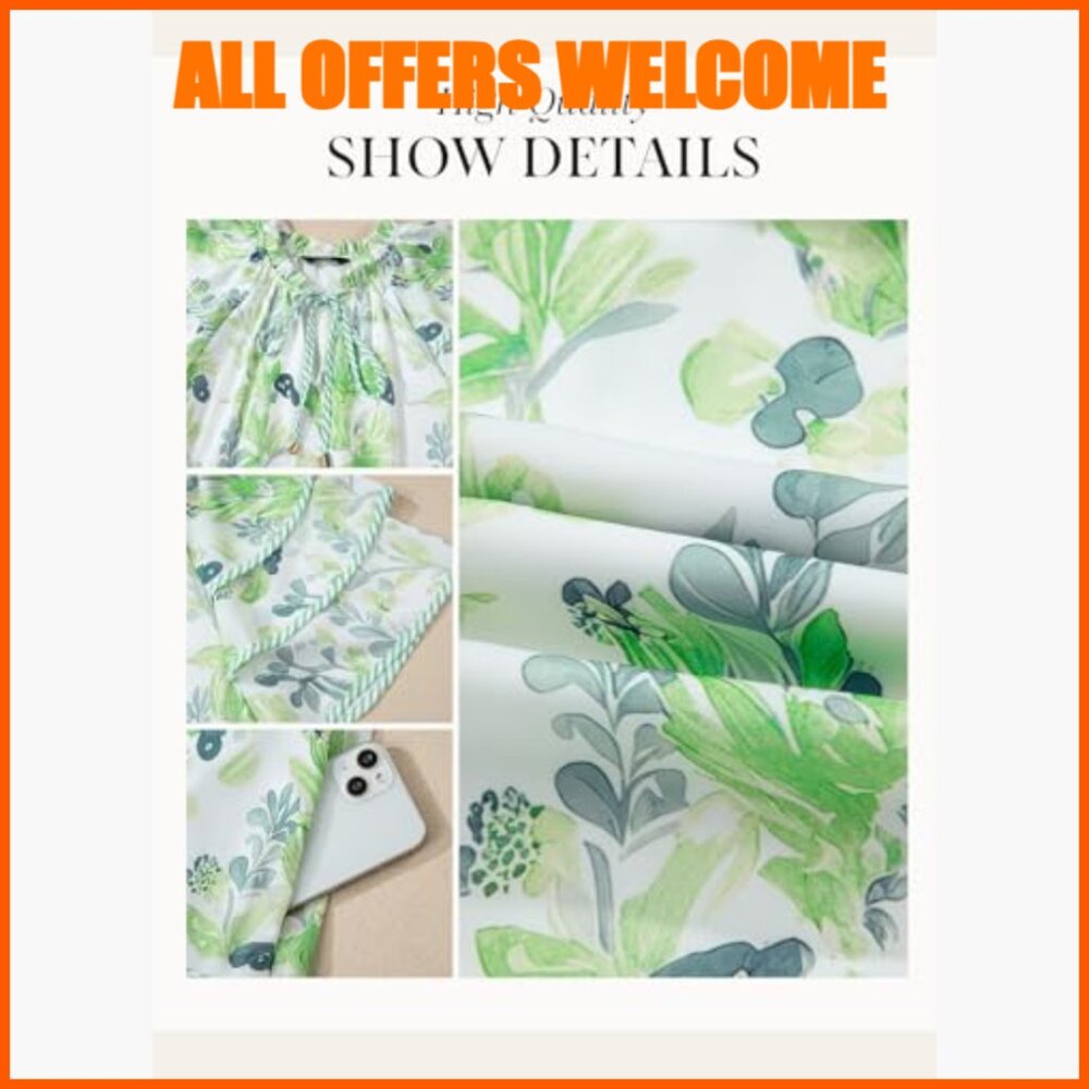 Polyester Boho Floral V-Neck Drawstring Ruffle Sh… - image 5